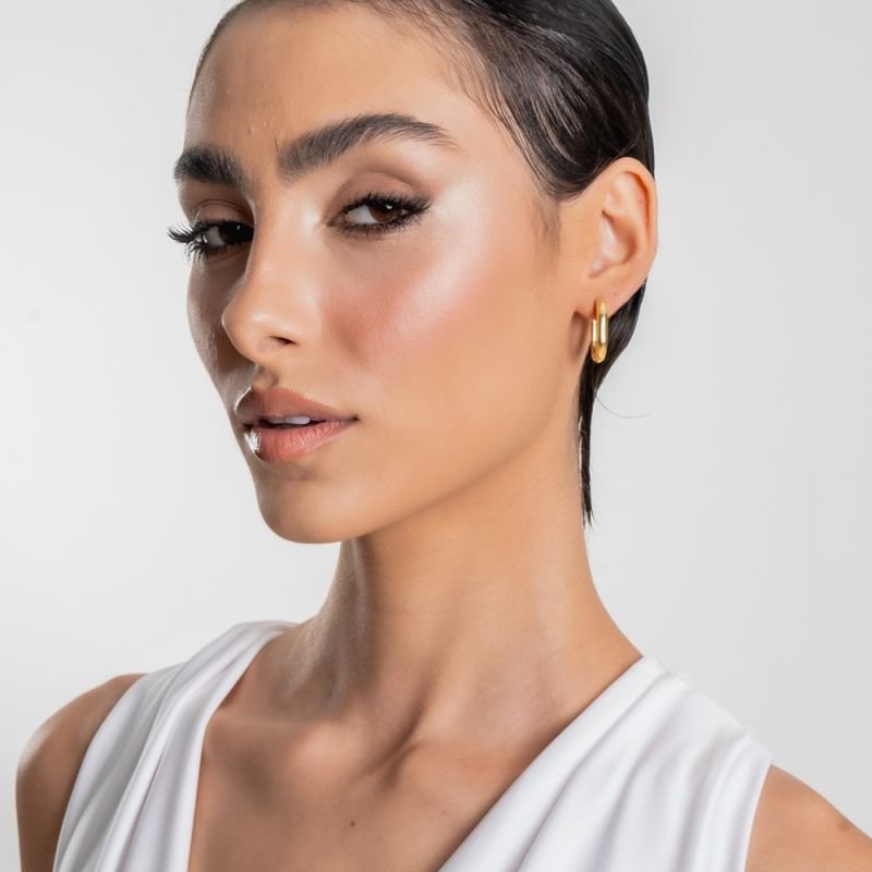 ARGOLA ELIPSE BANHADO A OURO 18K