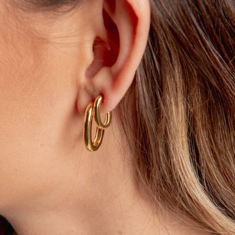 ARGOLA MEIA-LUA M BANHADO A OURO 18K