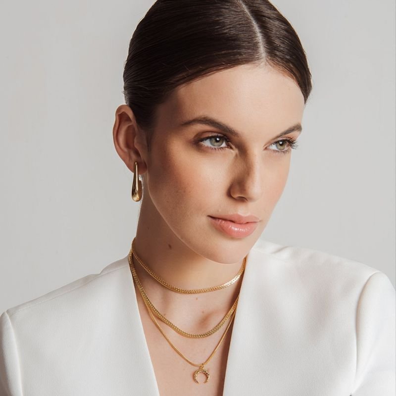 ARGOLA GOTA ALONGADA G BANHADO A OURO 18K