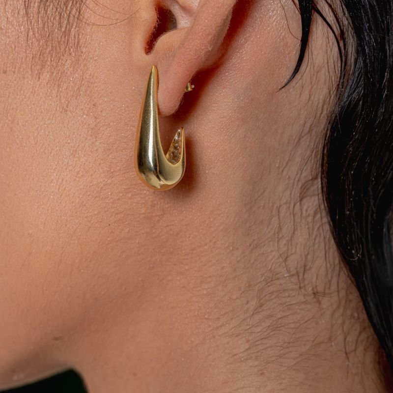 ARGOLA GOTA LONGA M BANHADO A OURO 18K