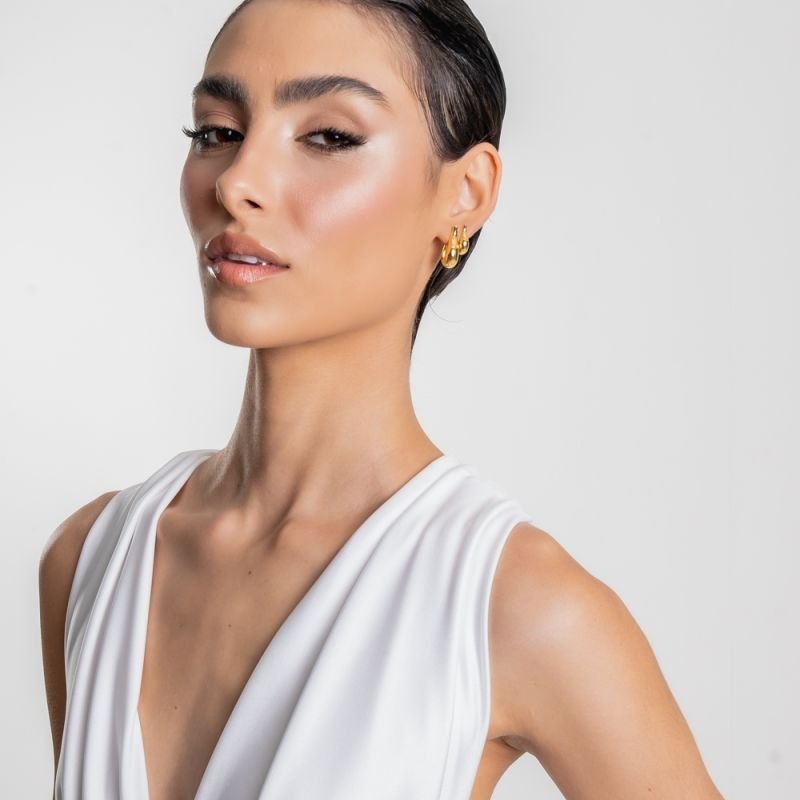 ARGOLA GOTA P ARTICULADA BANHADO A OURO 18K