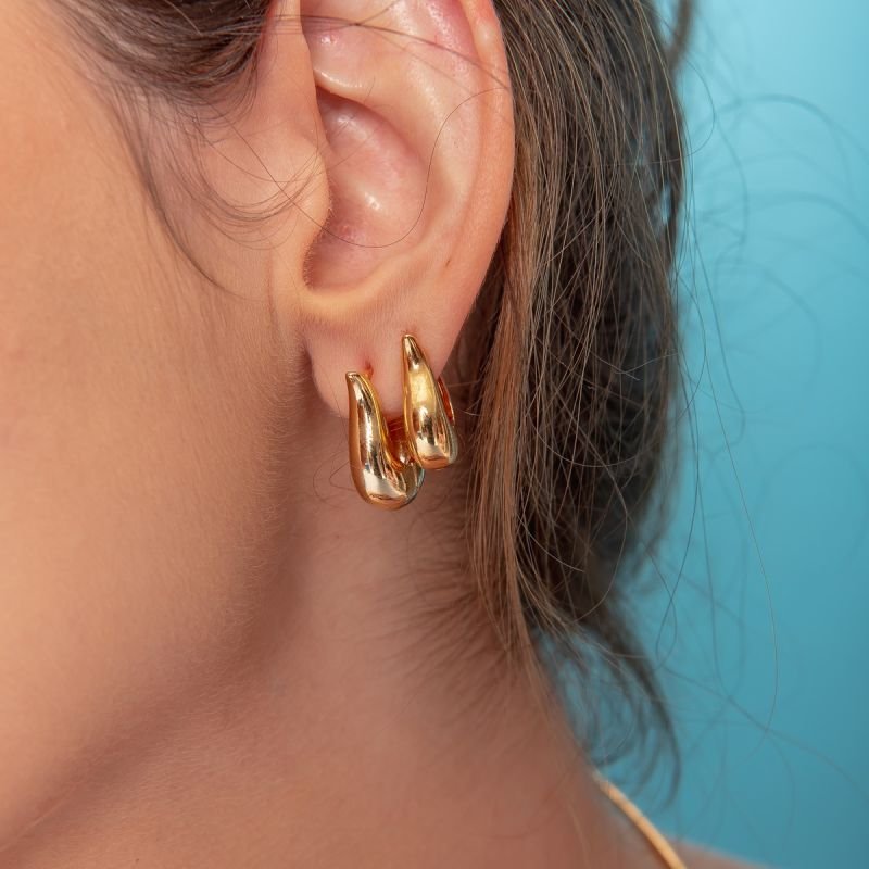 ARGOLA GOTA P ARTICULADA DOURADO FOLHEADO