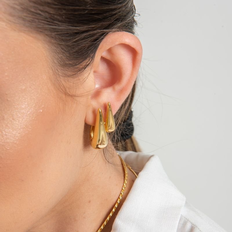 ARGOLA HARMONIA EM GOTA 22MM DOURADO FOLHEADO