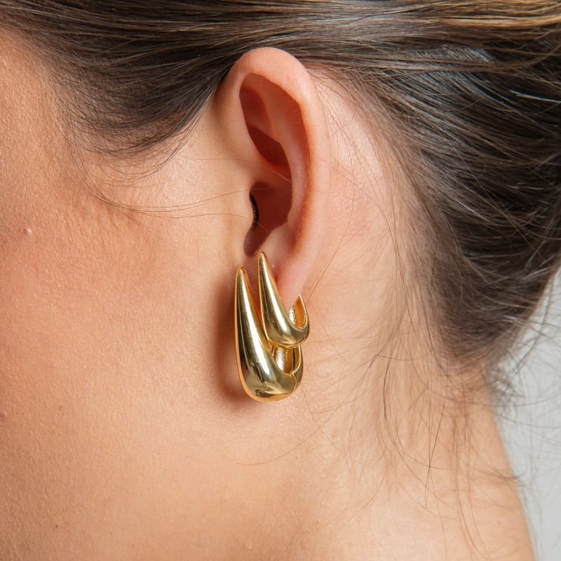 ARGOLA HARMONIA EM GOTA 30MM DOURADO FOLHEADO