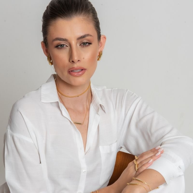 ARGOLA HARMONIA EM GOTA 30MM DOURADO FOLHEADO