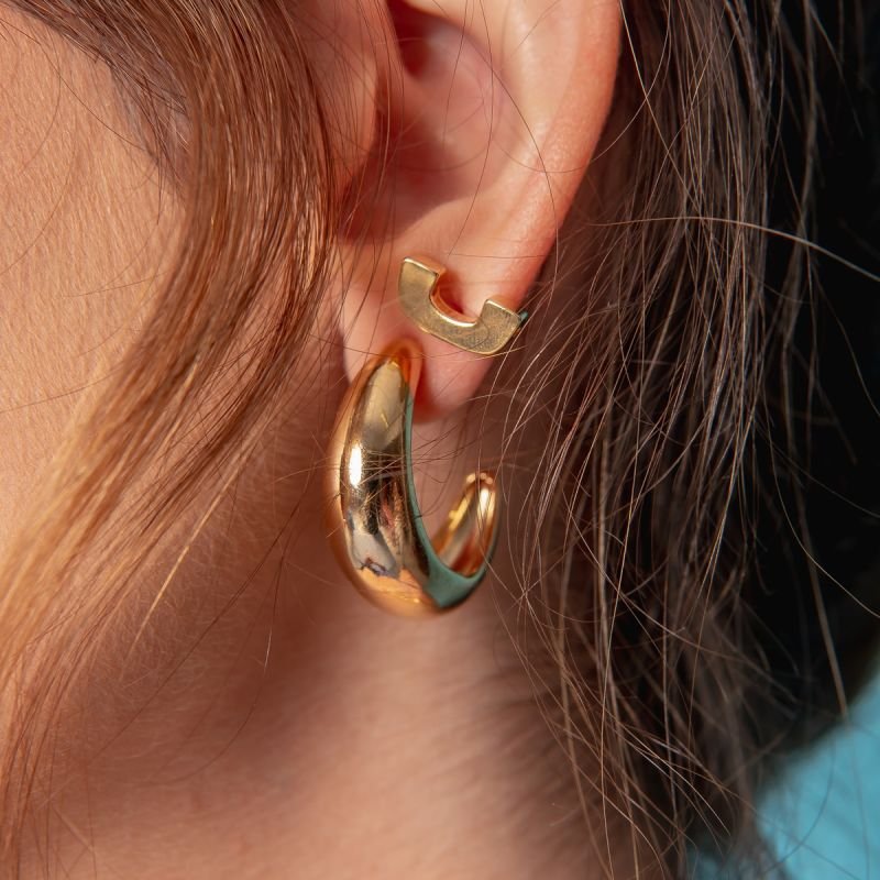 ARGOLA ABAULADA GG BANHADO A OURO 18K