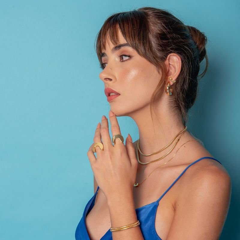 ARGOLA ABAULADA GG BANHADO A OURO 18K