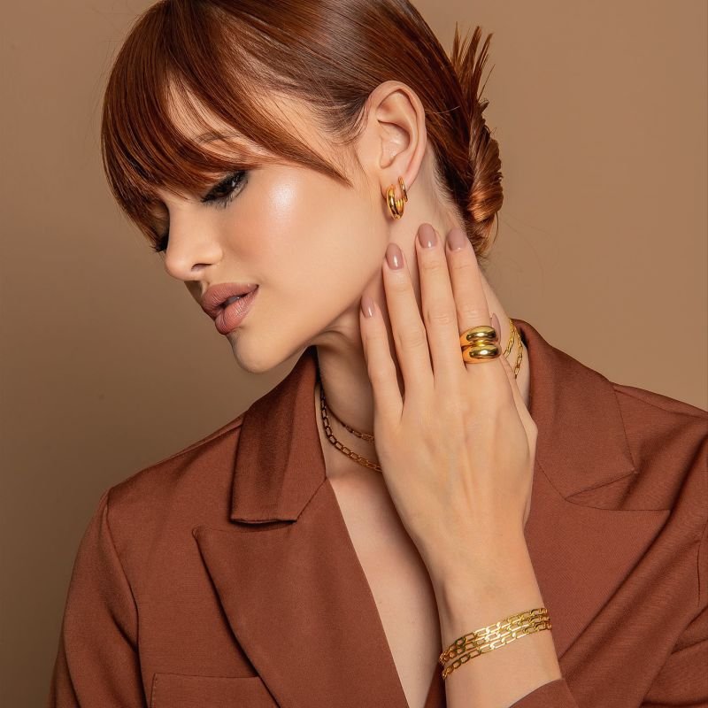 ARGOLA LISA ARREDONDADA 4MM DOURADO FOLHEADO