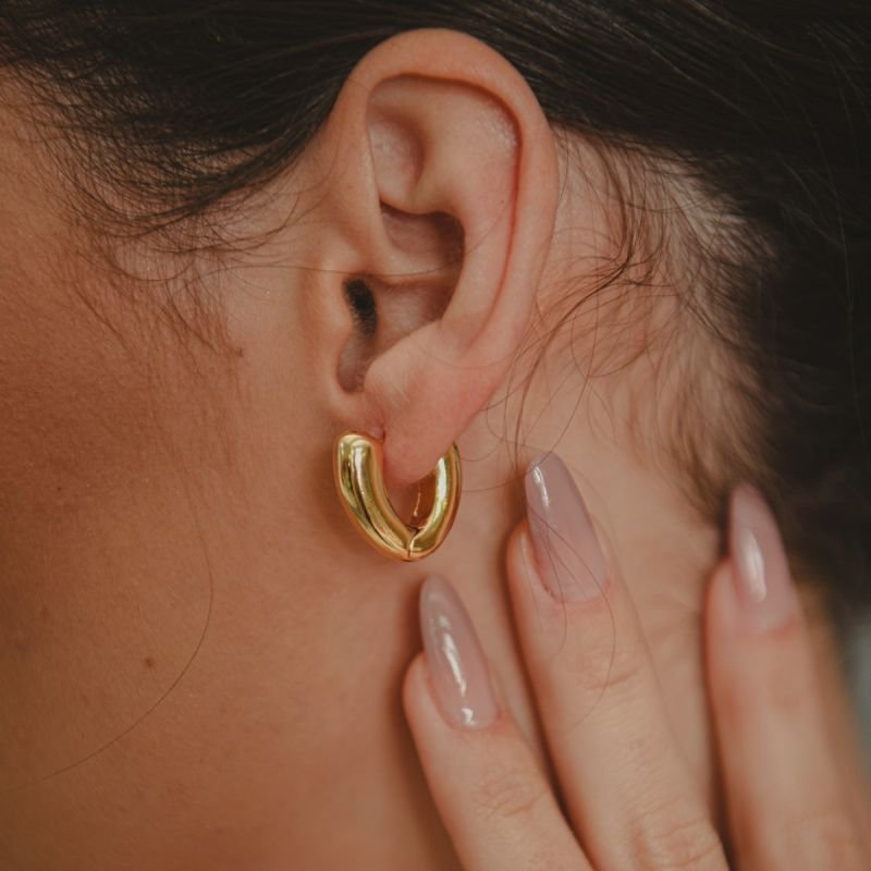 ARGOLA LOV ARREDONDADA DOURADO FOLHEADO