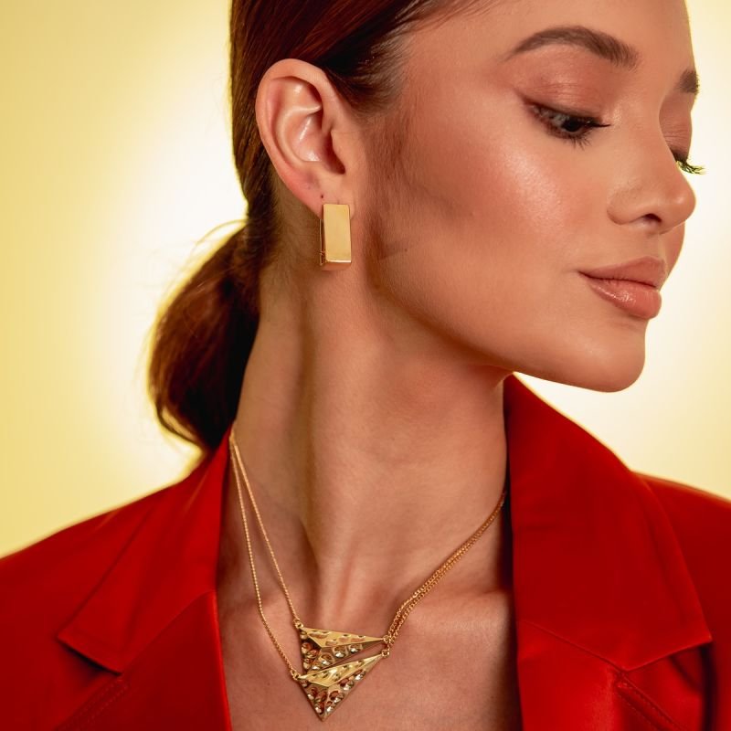 ARGOLA PIRAMIDE DOURADO FOLHEADO