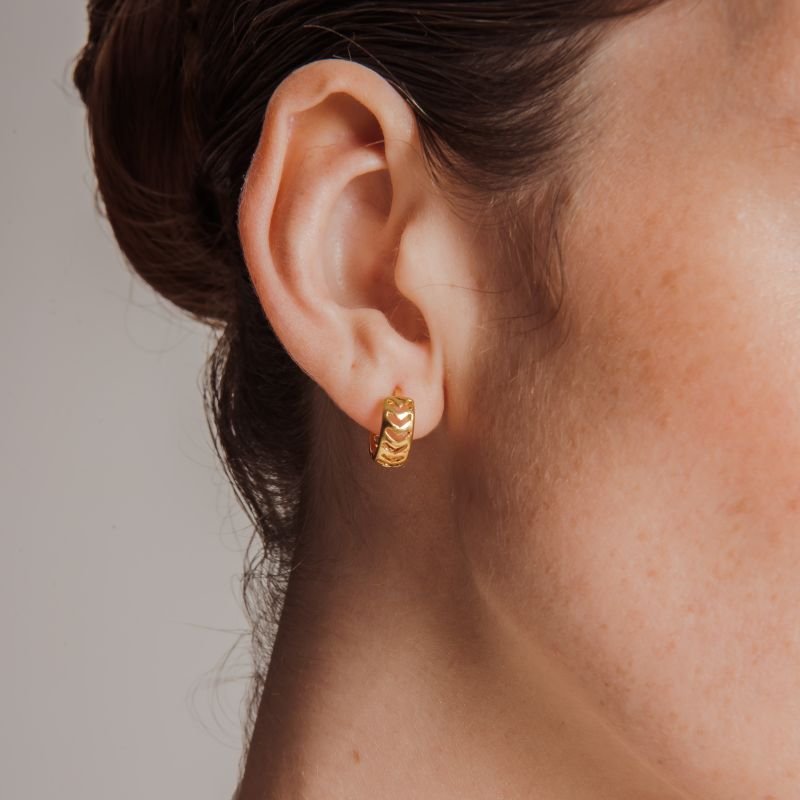 ARGOLA SETAS VASADAS DOURADO FOLHEADO