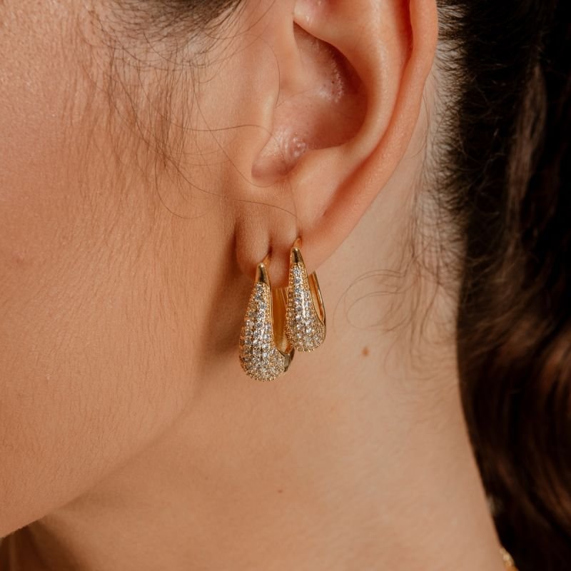 ARGOLA SIDES P CRAVEJADA DE ZIRCÔNIA DOURADO FOLHEADO