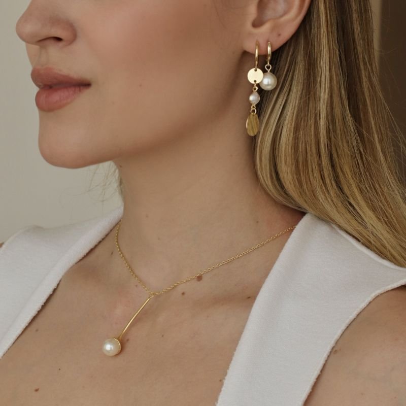 ARGOLA TRIO DE PÉROLA BANHADO A OURO 18K