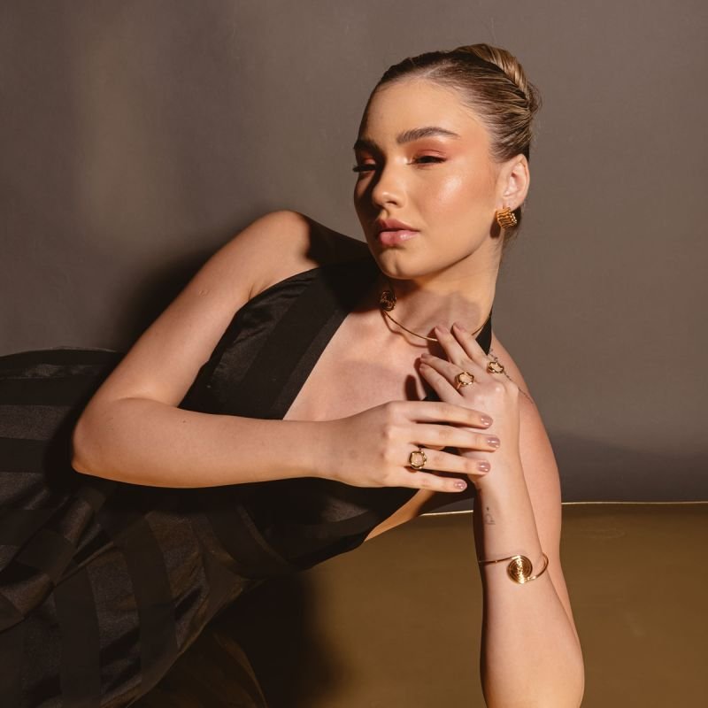 ARGOLA VIENA DOURADO FOLHEADO