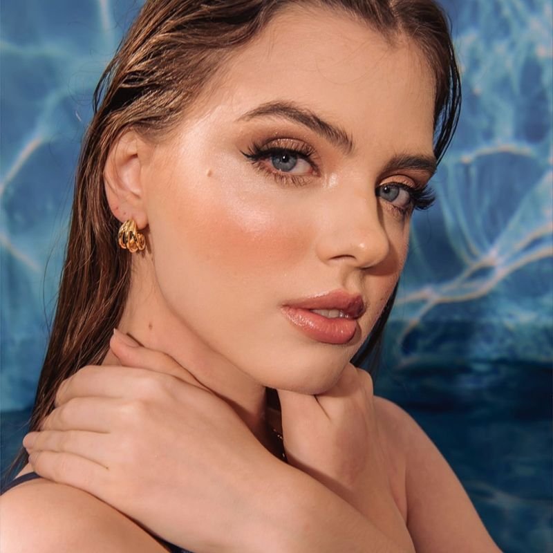 ARGOLA 3 TUBOS DOURADO FOLHEADO