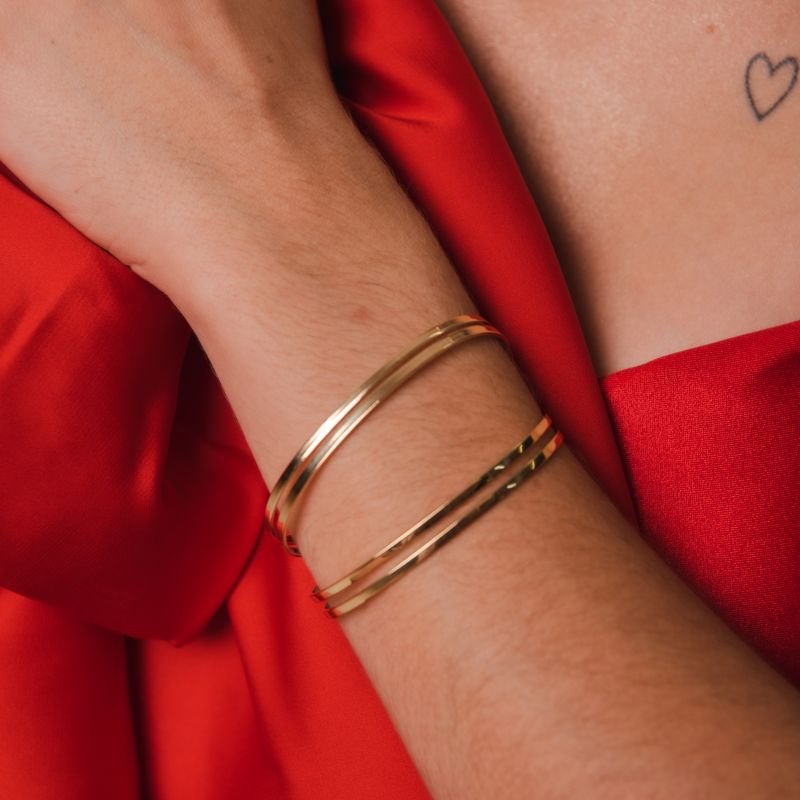 BRACELETE 2 FIOS BANHADO A OURO 18K