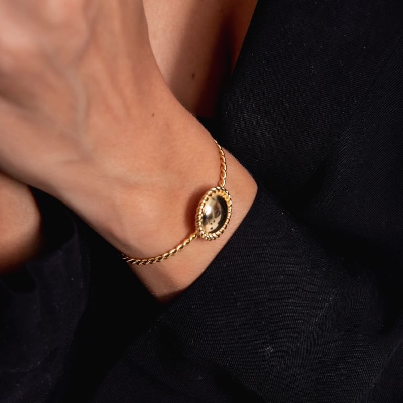 BRACELETE CIRCULO TRANÇADO BANHADO A OURO 18K