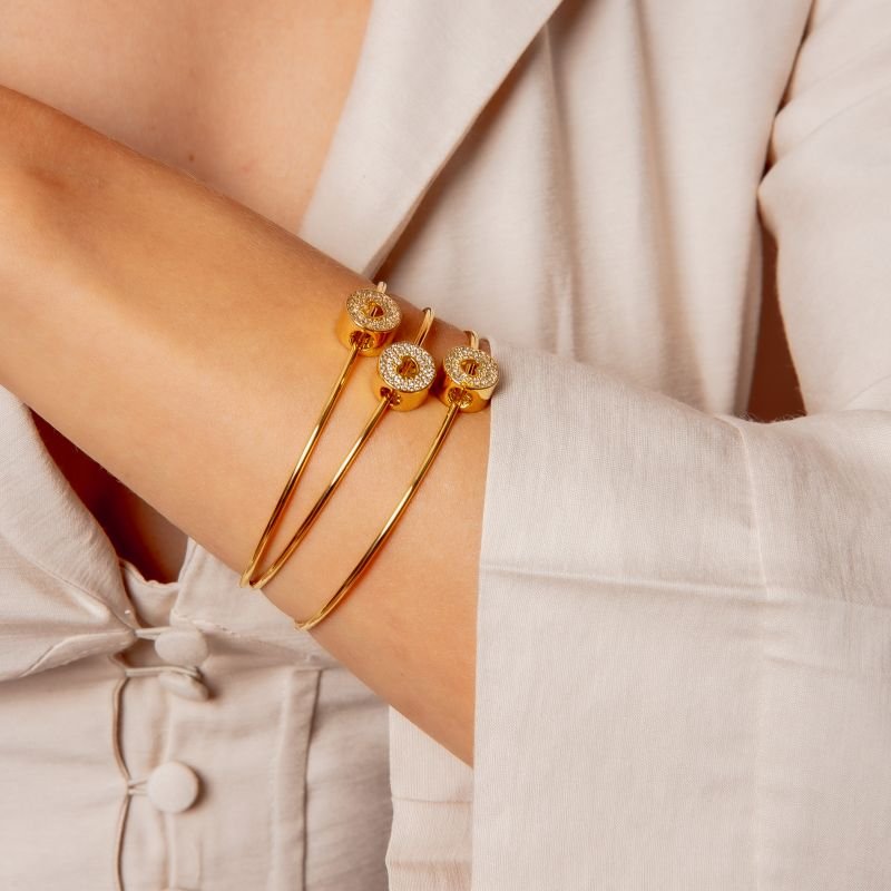 BRACELETE CORAÇÃO ZIRCÔNIA DOURADO FOLHEADO