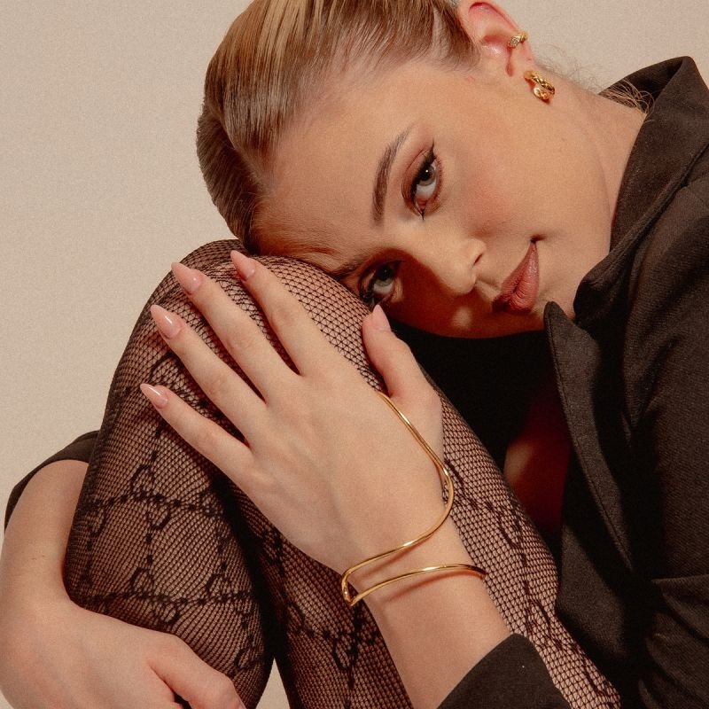 BRACELETE DE MÃO LISO LUX BANHADO A OURO 18K