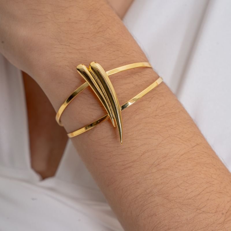 BRACELETE DUAS GOTAS BANHADO A OURO 18K