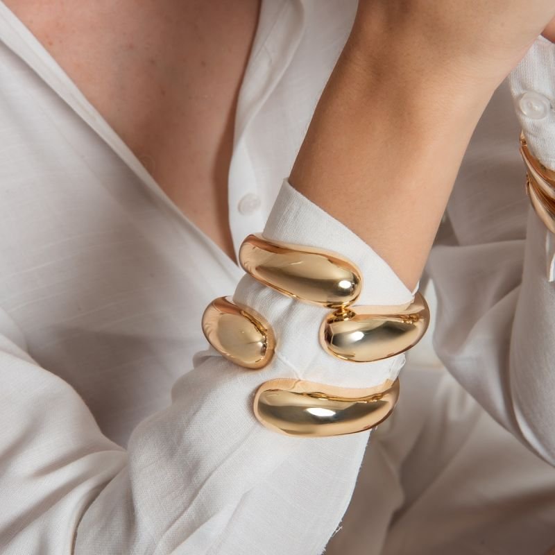 BRACELETE ENCONTRO DE GOTAS DOURADO FOLHEADO