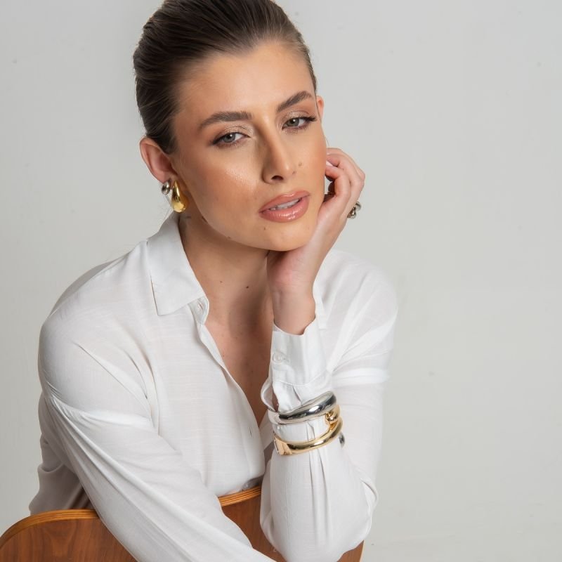 BRACELETE ENCONTRO DE GOTAS MIX DOURADO E PRATEADO FOLHEADO