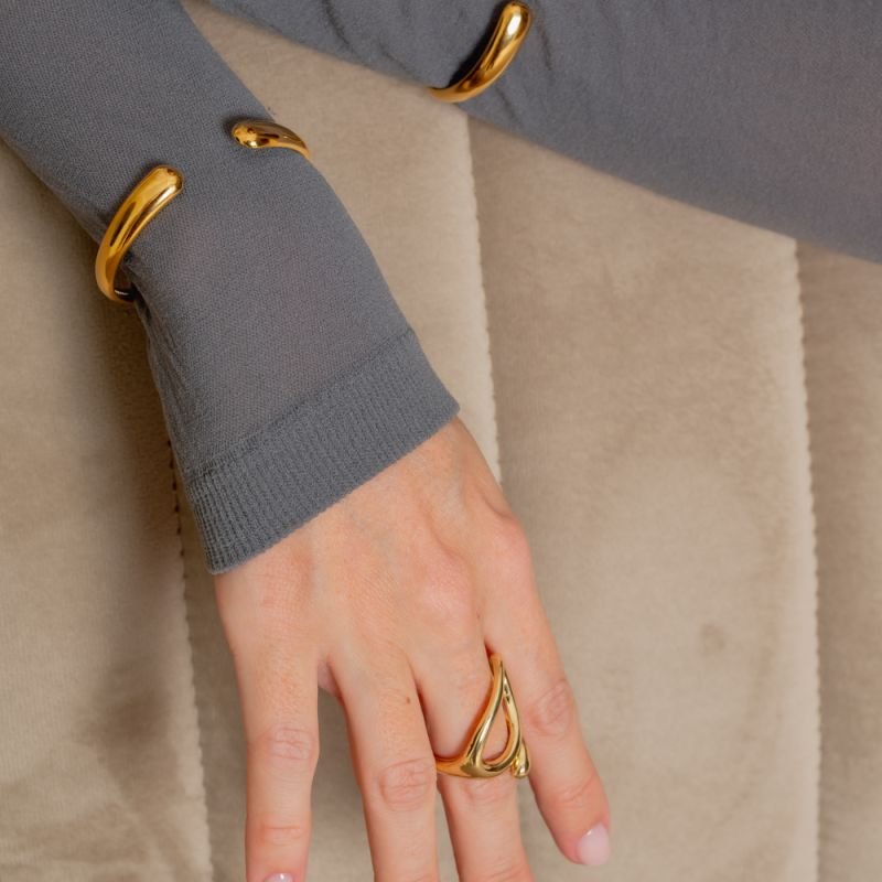 BRACELETE ENCONTROS LISO BANHADO A OURO 18K