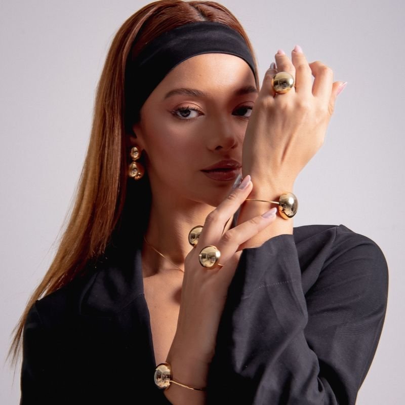 BRACELETE ESFERA 28MM BANHADO A OURO 18K