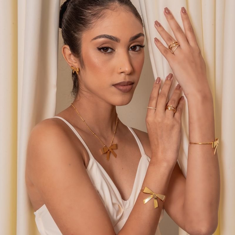 BRACELETE LAÇO FOR CHRISTMAS BANHADO A OURO 18K