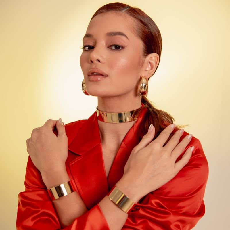 BRACELETE LISO 25MM DOURADO FOLHEADO