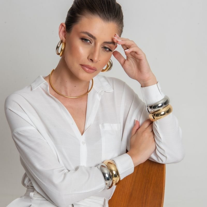 BRACELETE MAX PRATEADO FOLHEADO