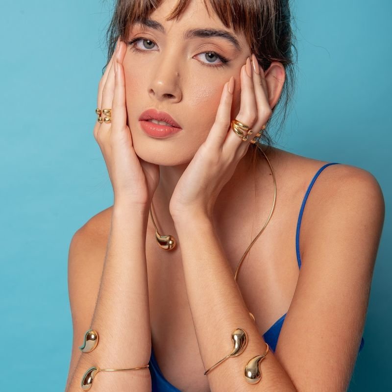 BRACELETE OCEAN GOTAS DOURADO FOLHEADO