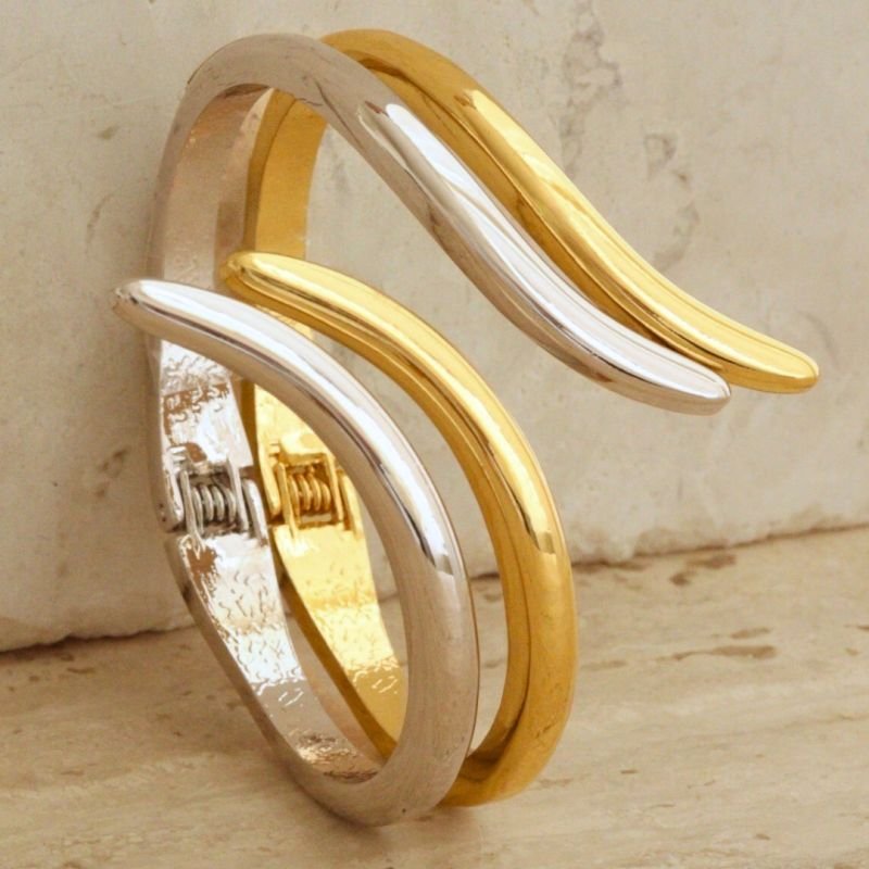 BRACELETE PALITO PRATEADO FOLHEADO