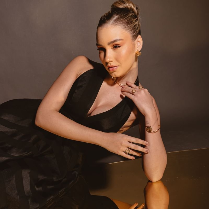 BRACELETE RIGIDO ASPIRAL DOURADO FOLHEADO