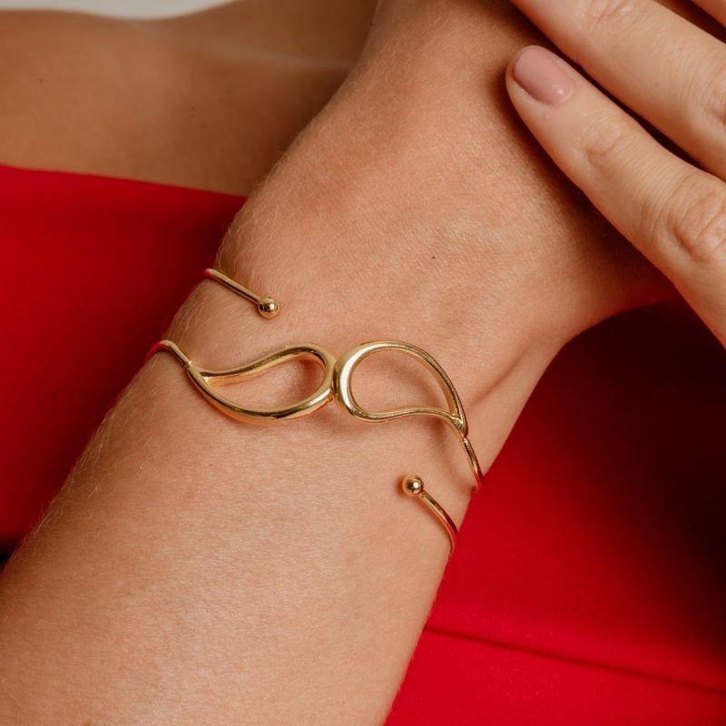 BRACELETE RÍGIDO FLAME BANHADO A OURO 18K