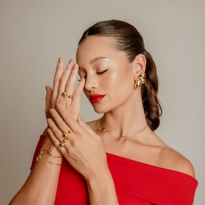 BRACELETE RÍGIDO FLAME BANHADO A OURO 18K