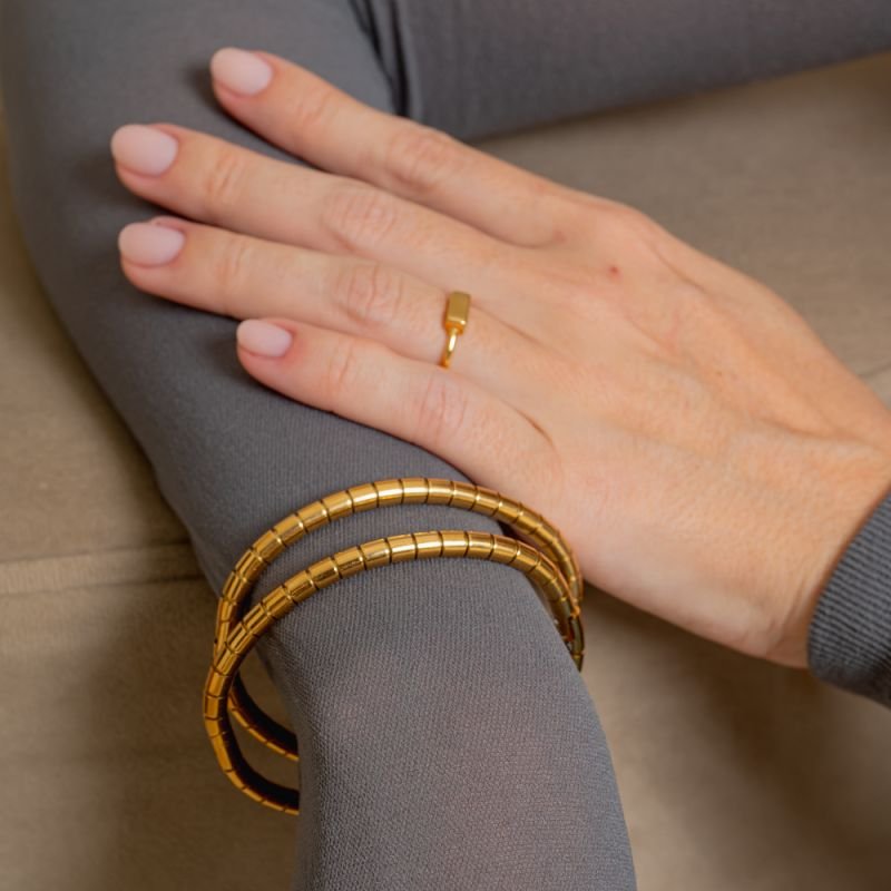 BRACELETE SERPENTE BANHADO A OURO 18K