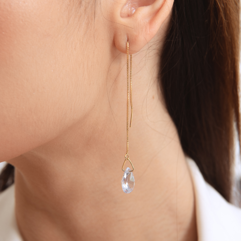 BRINCO ALFINETE DOT GOTA ZIRCÔNIA BANHADO A OURO 18K