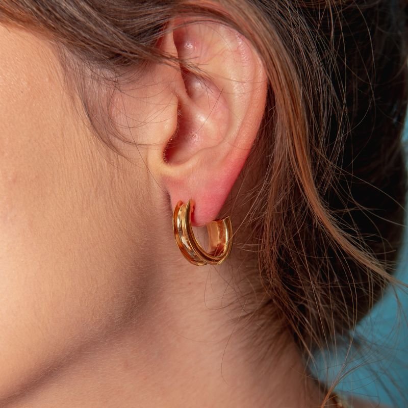 BRINCO ARGOLA QUEBRA MAR BANHADO A OURO 18K