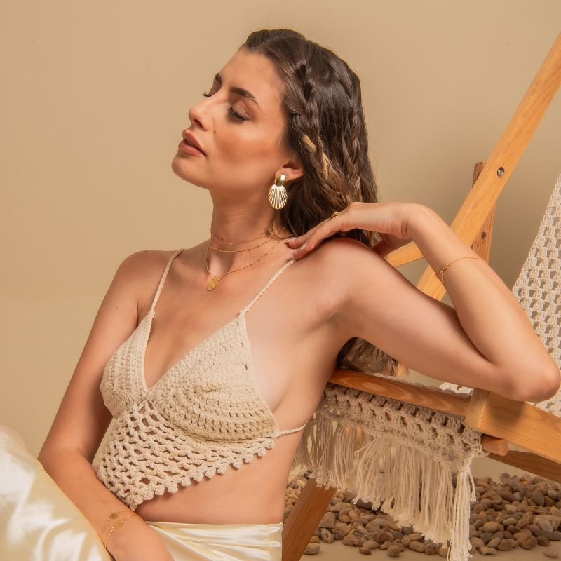 BRINCO CONCH DOURADO FOLHEADO