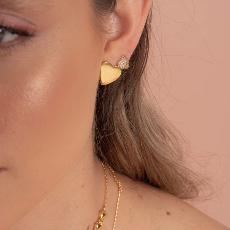 BRINCO CORAÇÃO LISO M BANHADO A OURO 18K