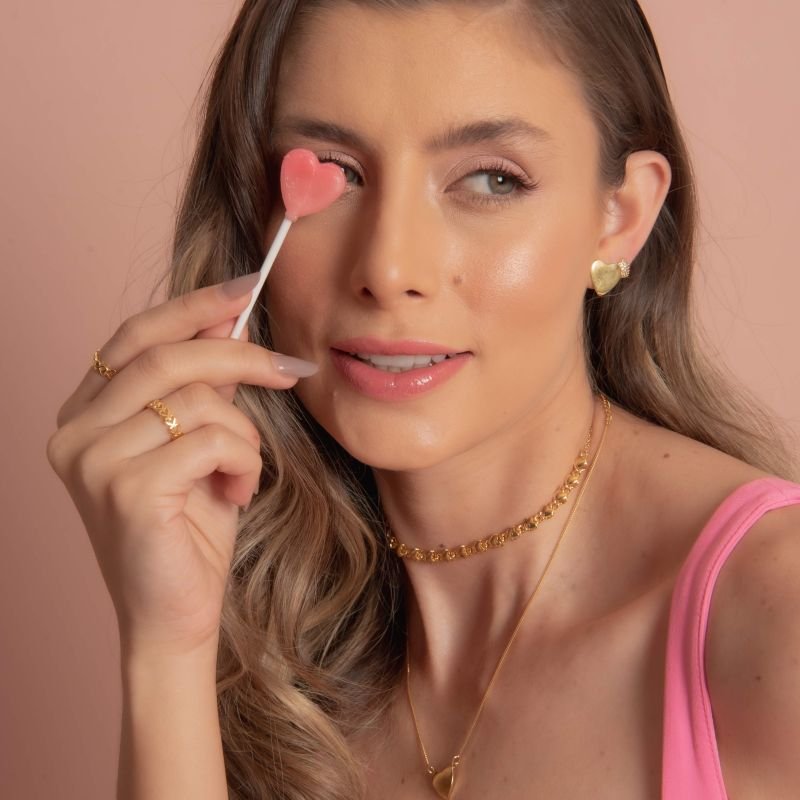 BRINCO CORAÇÃO LISO M BANHADO A OURO 18K