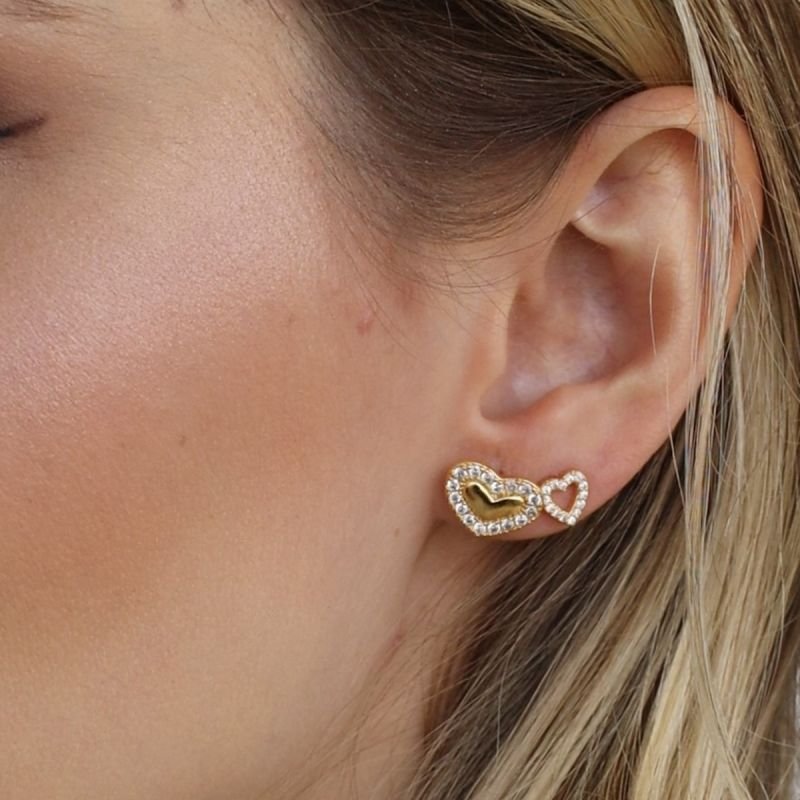 BRINCO CORAÇÃO ZIRCONIA PP DOURADO FOLHEADO