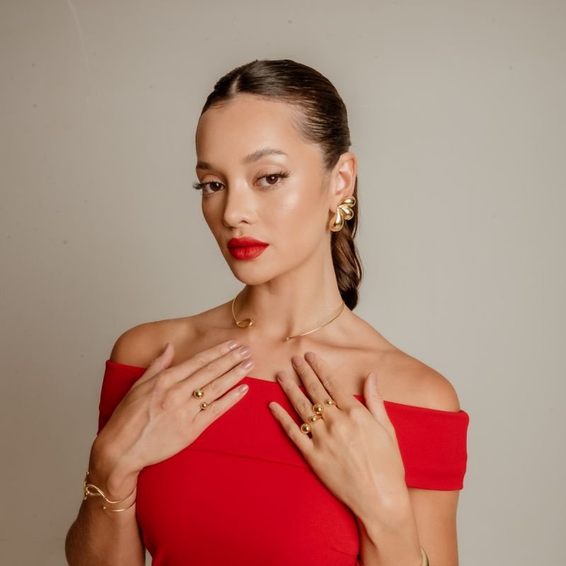 BRINCO DEGRADÊ DE GOTAS DOURADO FOLHEADO