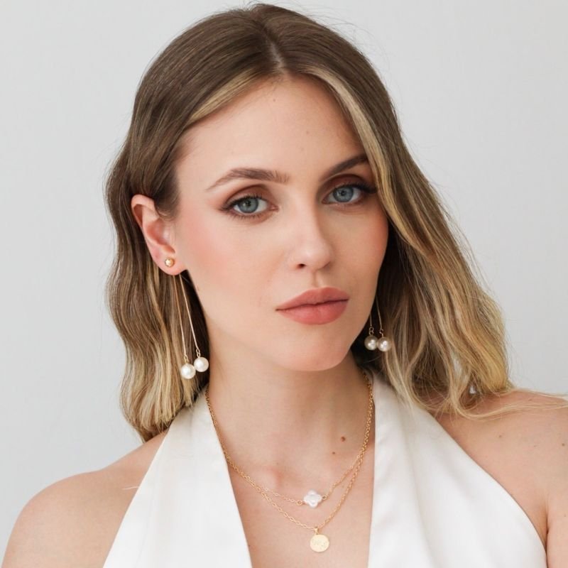 BRINCO DUO PÉROLA BANHADO A OURO 18K