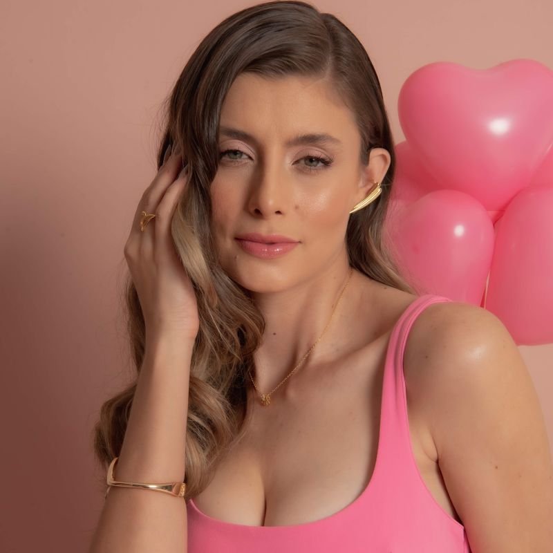 BRINCO EAR CUFF DUAS GOTAS BANHADO A OURO 18K