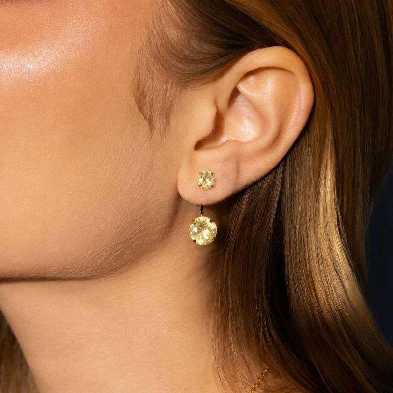 BRINCO EAR HOOK DOIS EM UM VIRGINIA AMARELO BANHADO A OURO 18K