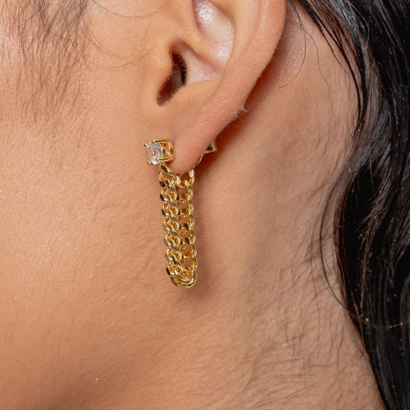 BRINCO ELO COM ZIRCÔNIA BANHADO A OURO 18K