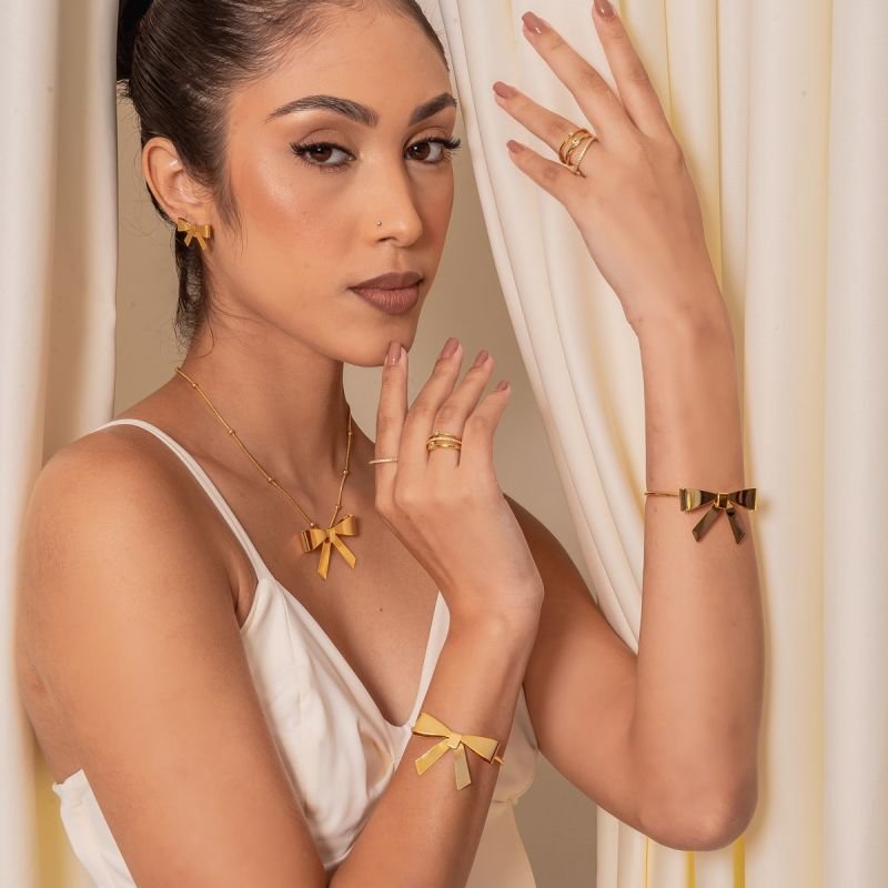 BRINCO LAÇO FOR CHRISTMAS BANHADO A OURO 18K