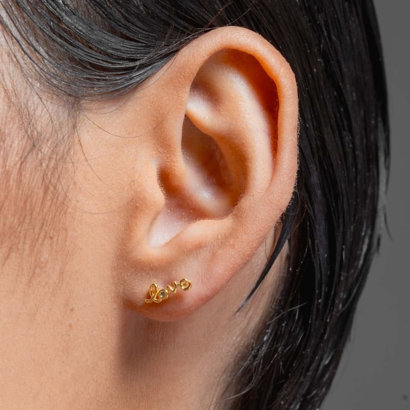 BRINCO LOVE E PONTO DE LUZ BANHADO A OURO 18K